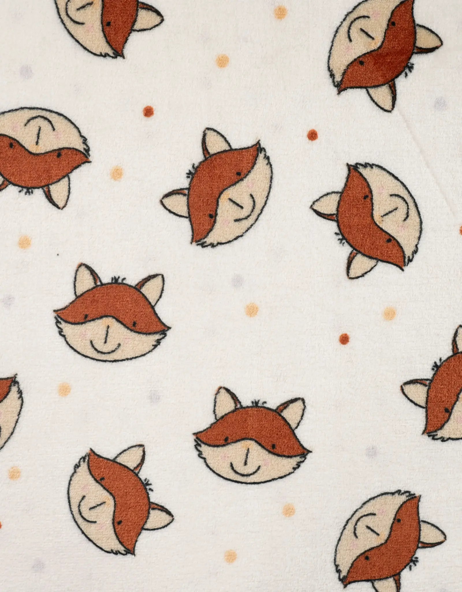 Knuffel fleece dubbelzijdig vosjes gebroken wit