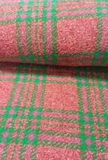 mantelstof zachte wolvilt  geruit groen roze mantelstof zachte wolvilt  geruit groen roze