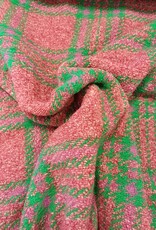 mantelstof zachte wolvilt  geruit groen roze mantelstof zachte wolvilt  geruit groen roze