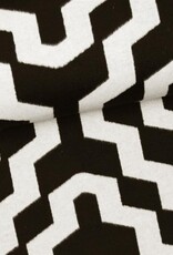 mantelstof  abstract zwart wit