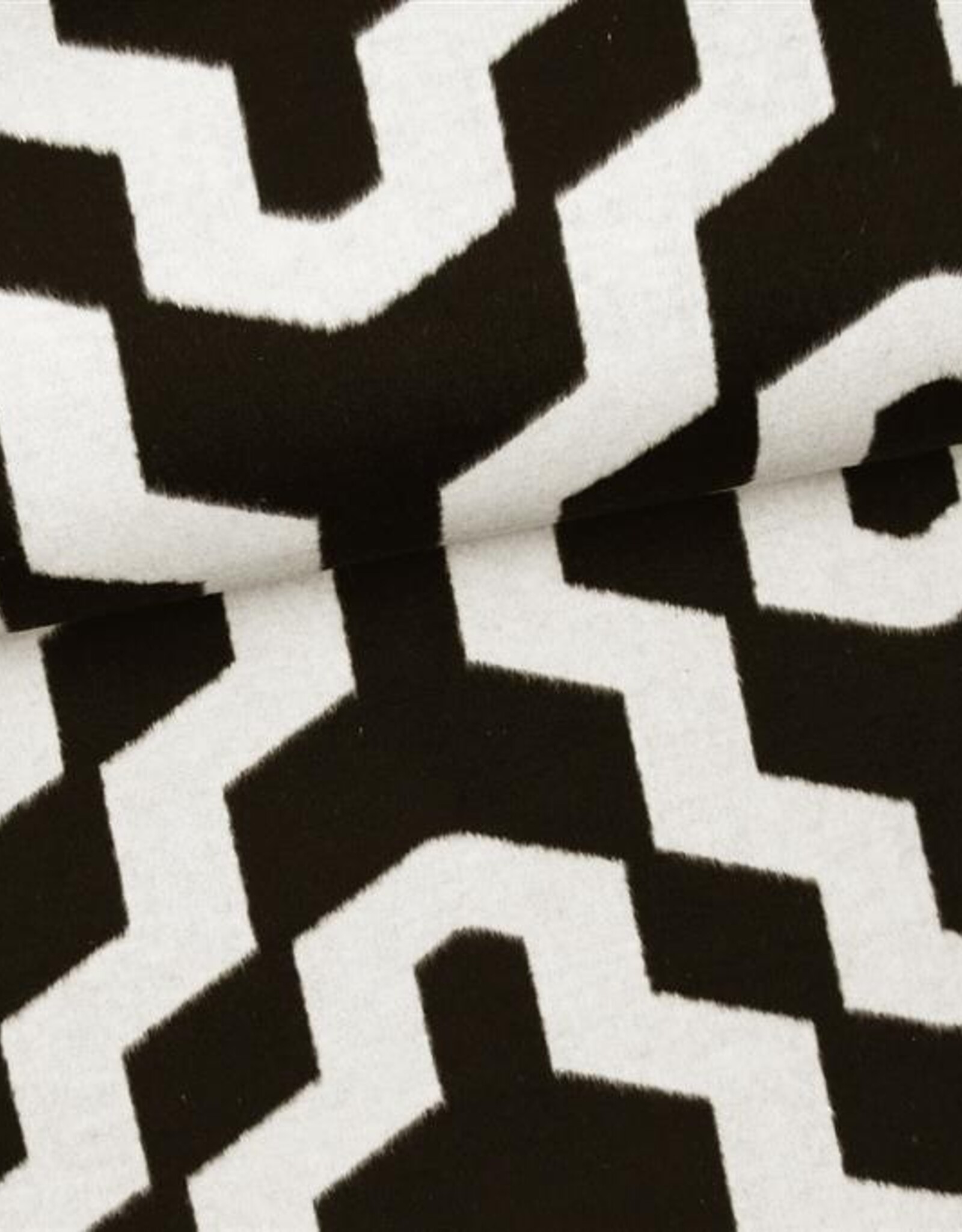 mantelstof  abstract zwart wit