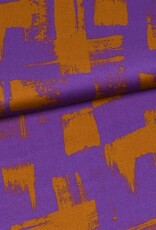 COUPON 55X150CM Viscose brushstrokes roest paars