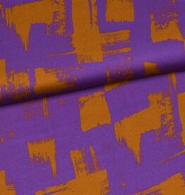 COUPON 55X150CM Viscose brushstrokes roest paars