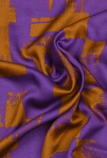 COUPON 55X150CM Viscose brushstrokes roest paars