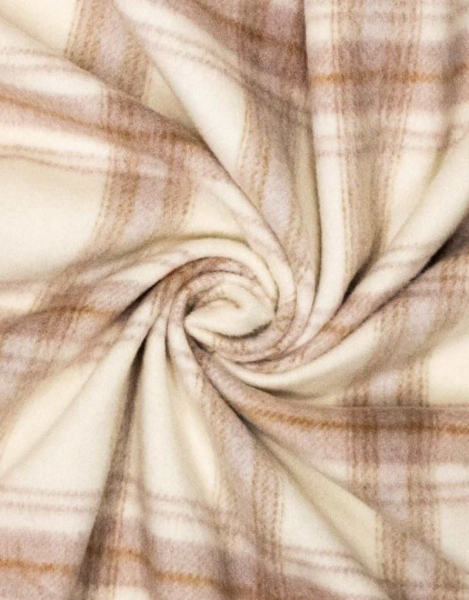 Mantelstof geruit wol creme beige