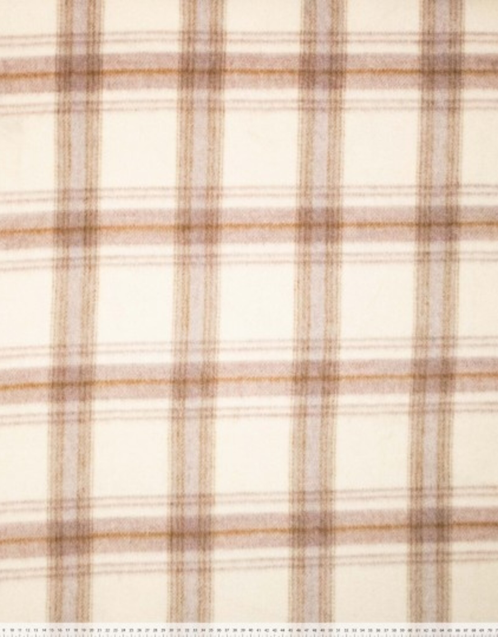 Mantelstof geruit wol creme beige