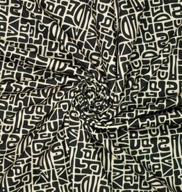 Stoffenschuur selectie Yoga sports abstract print inca beige