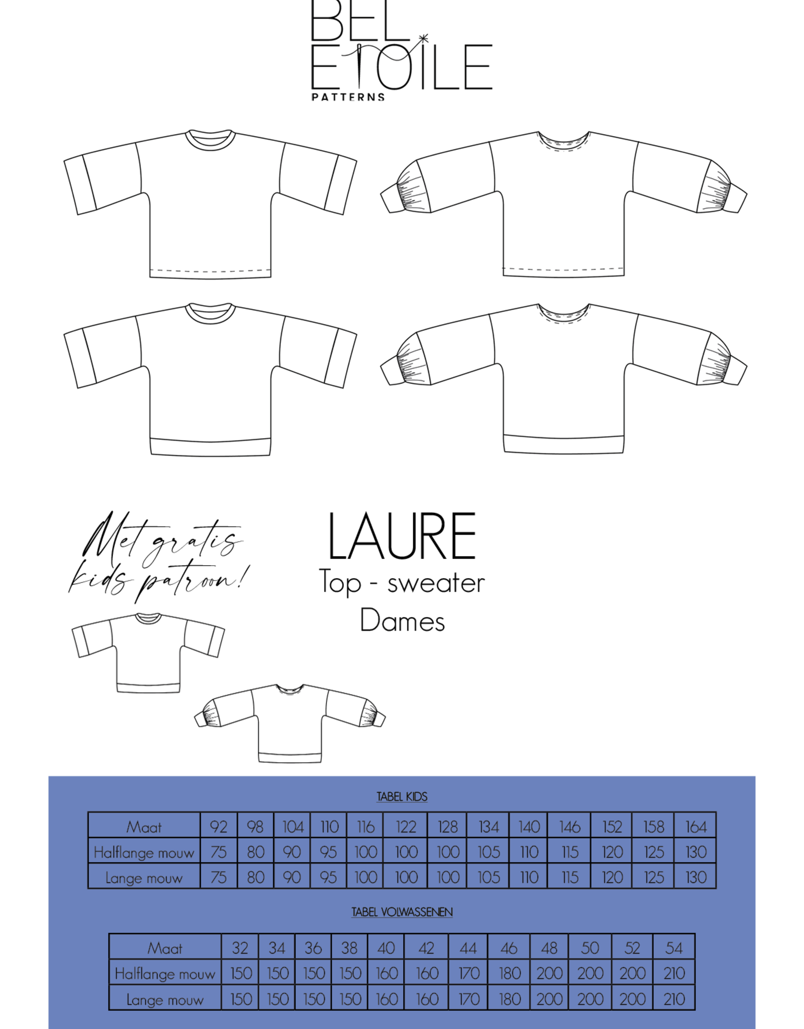 Laure sweater/top dames /tieners - Bel'Etoile