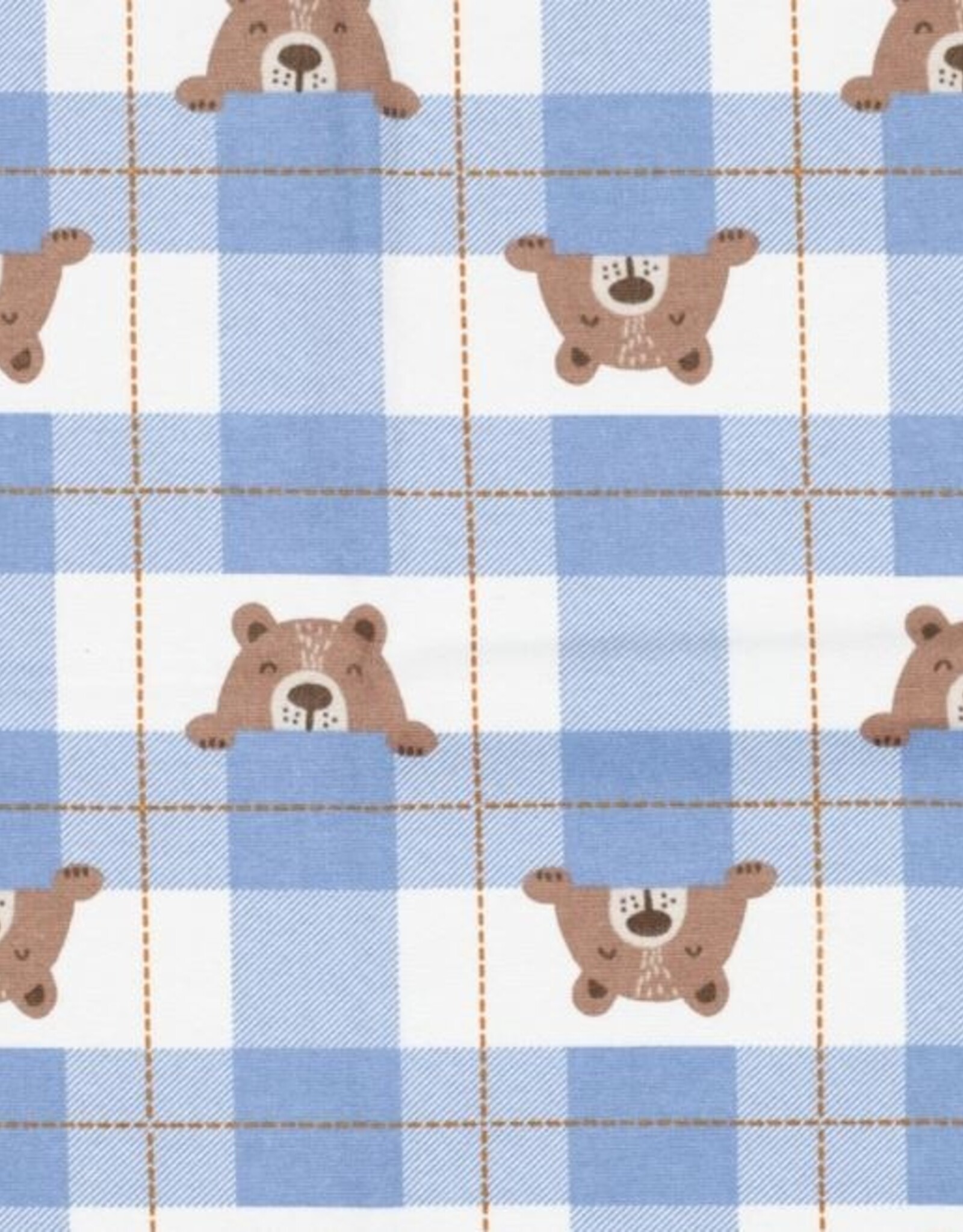 Flannel blauwe ruit beertjes