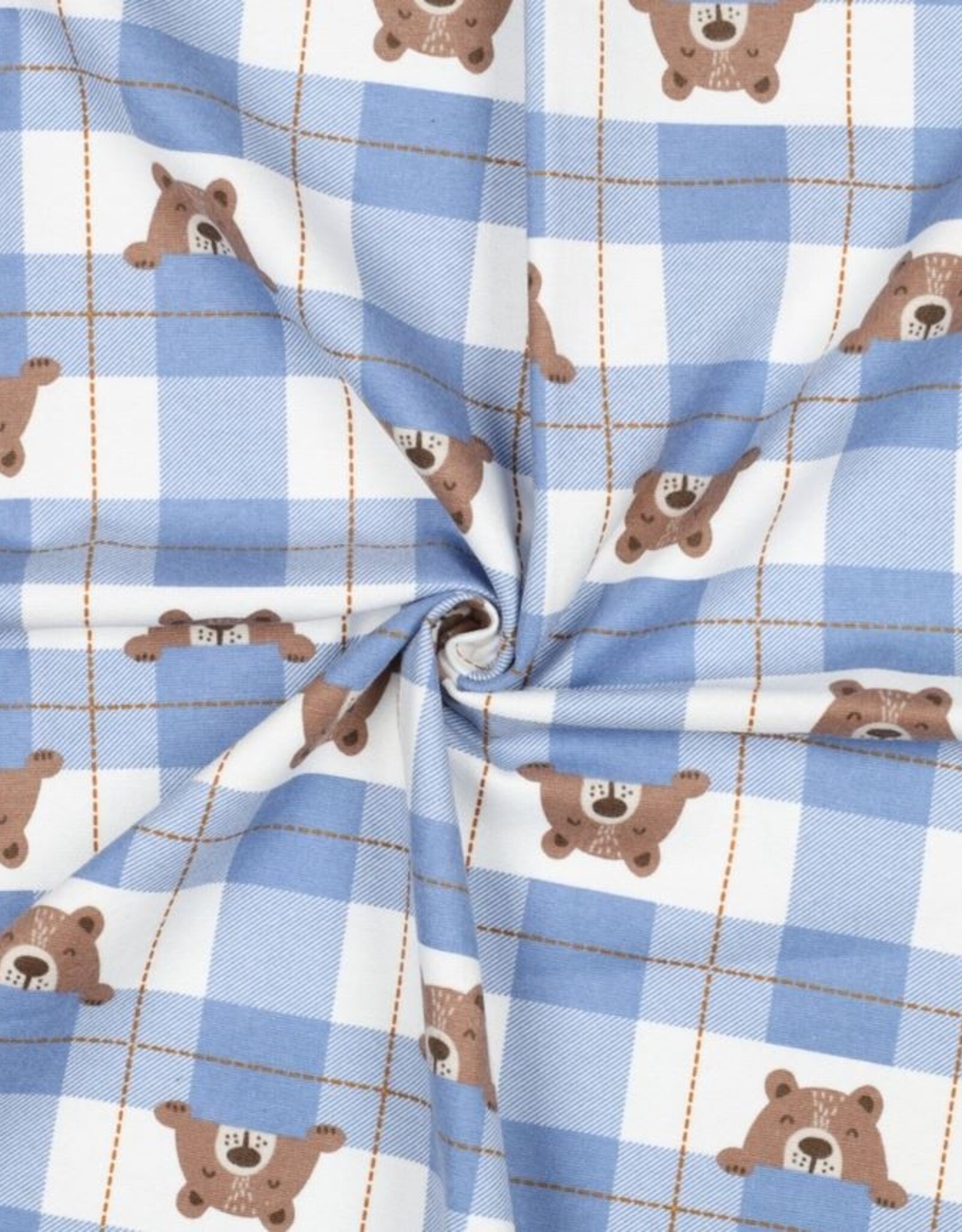 Flannel blauwe ruit beertjes