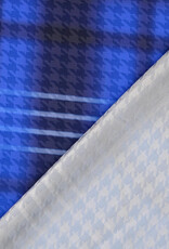 Satijn met 3D structuur pied-de-poule kobalt Satijn met 3D structuur pied-de-poule kobalt