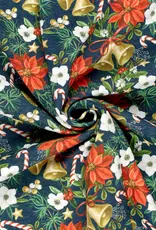 Jogging blauw kerst rozen belletjes Jogging blauw kerst rozen belletjes