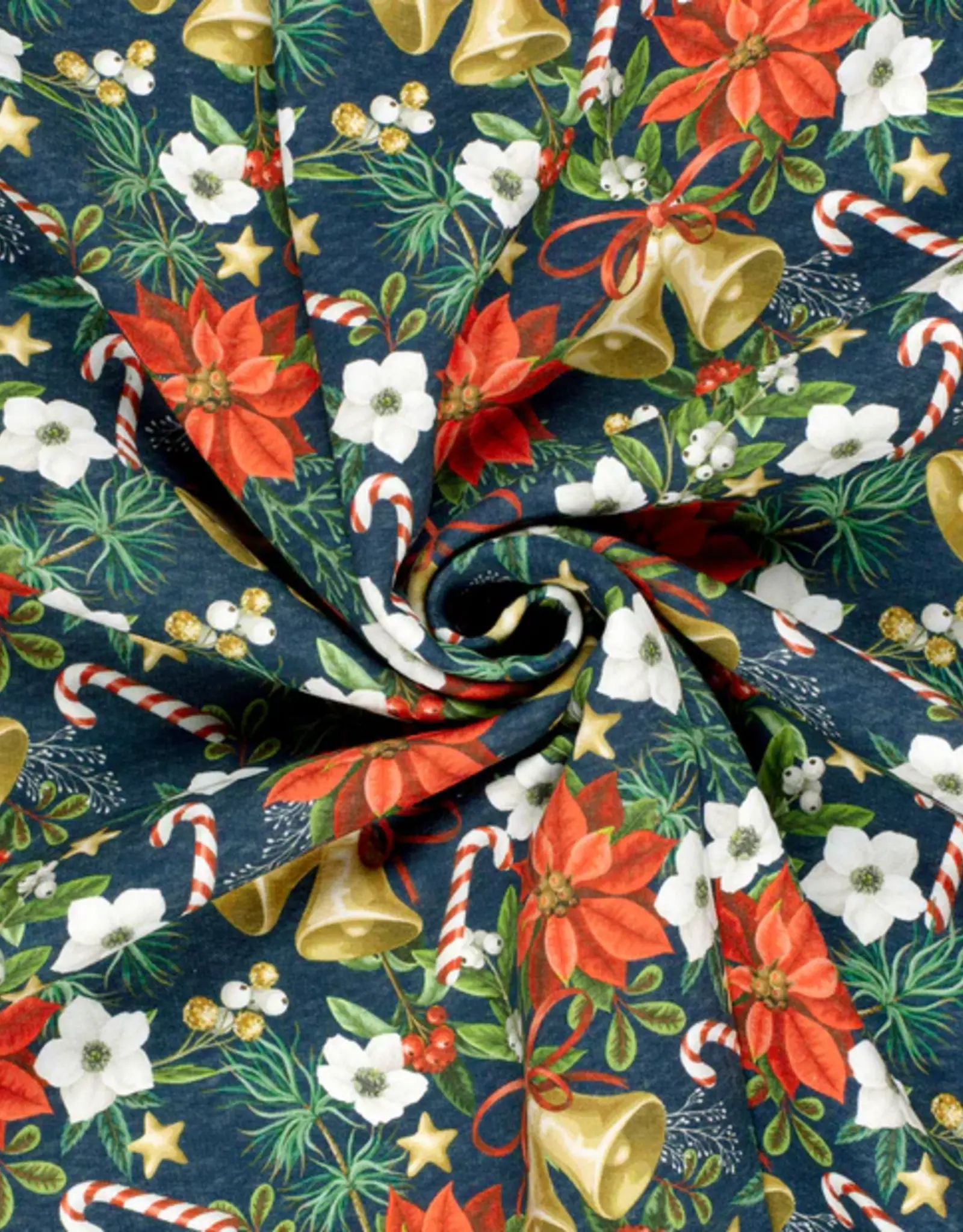 Jogging blauw kerst rozen belletjes