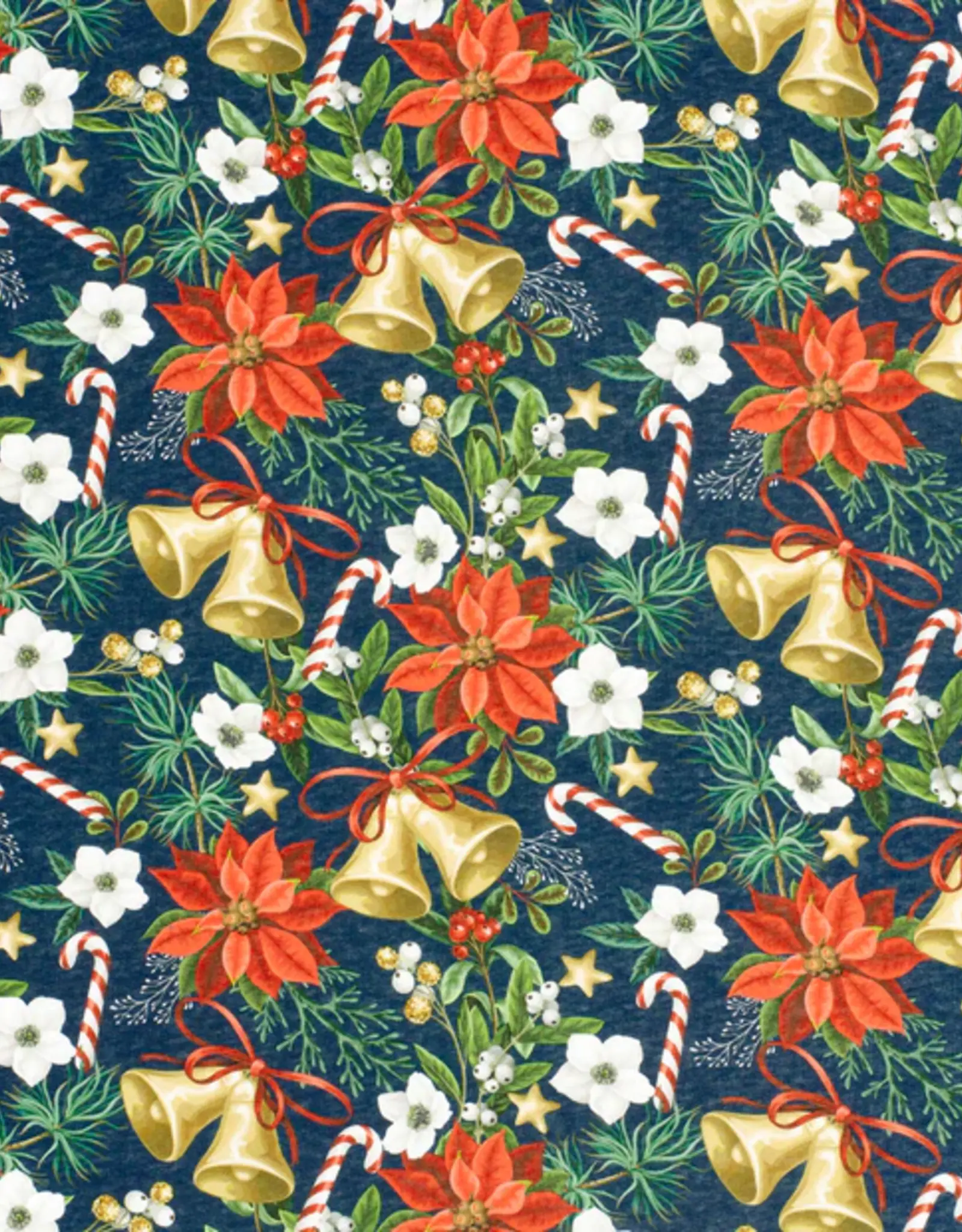 Jogging blauw kerst rozen belletjes