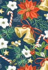 Jogging blauw kerst rozen belletjes Jogging blauw kerst rozen belletjes