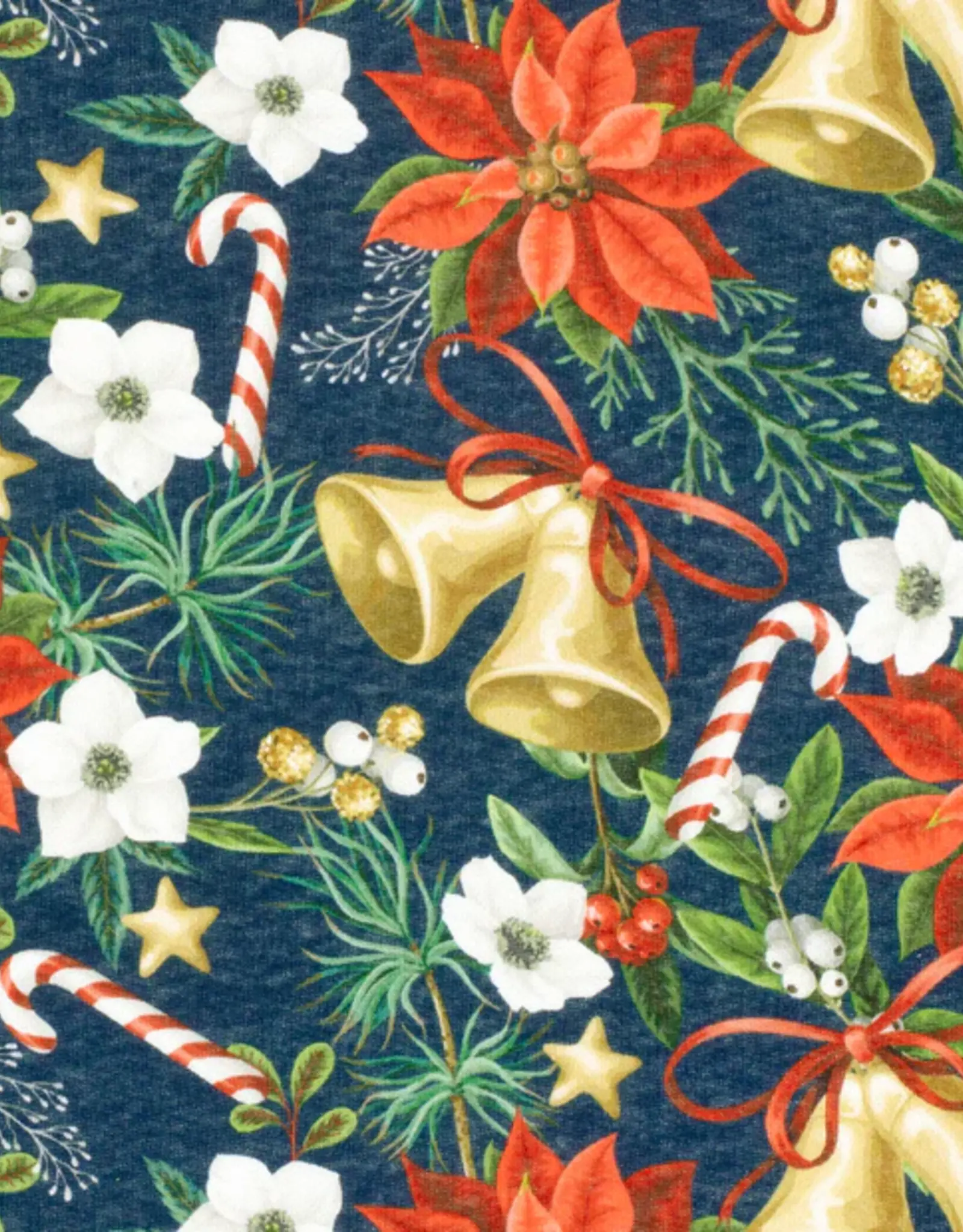 Jogging blauw kerst rozen belletjes