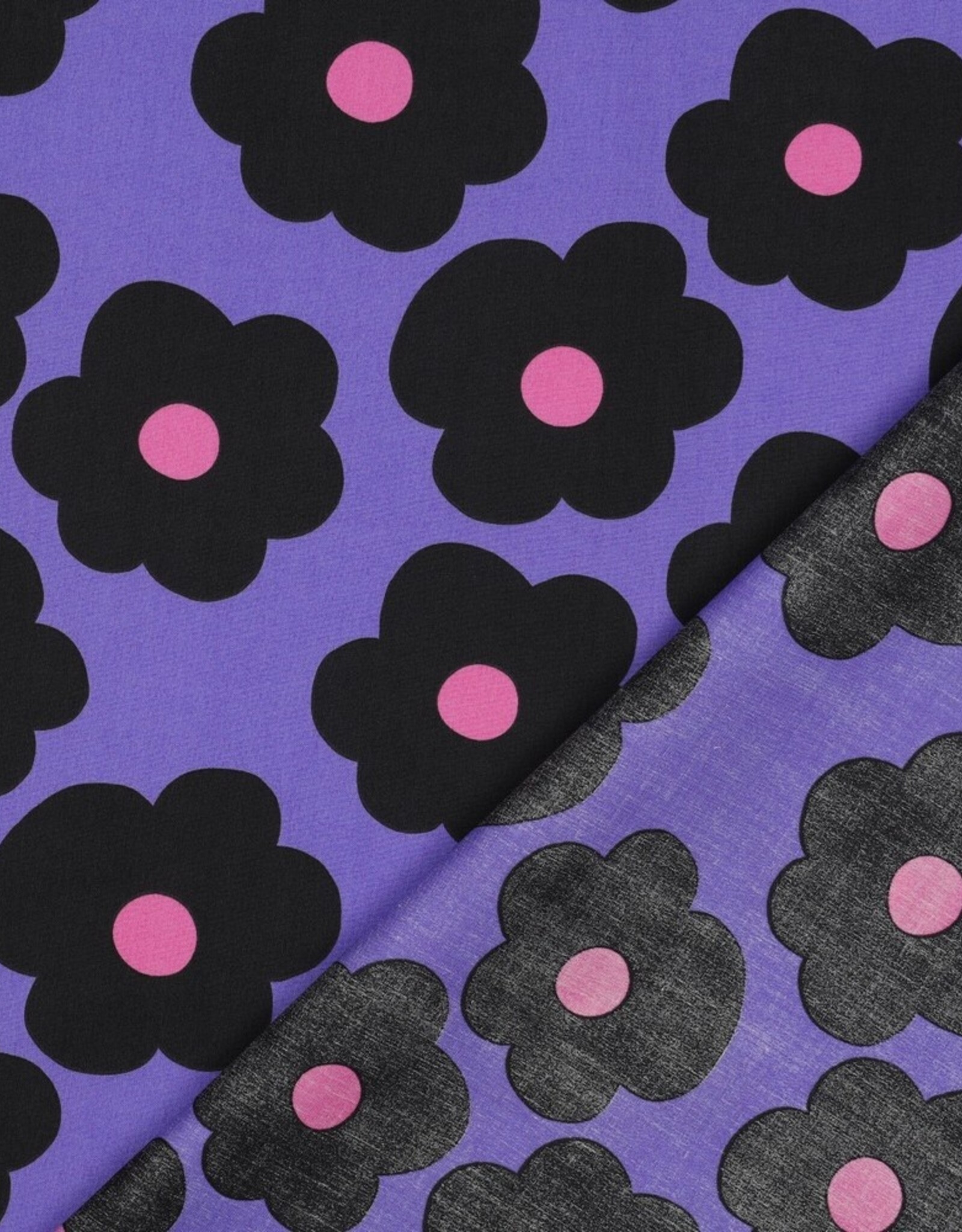 Poplin Big flower purple - Nerida