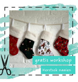 workshop Gratis mini-workshop gepersonaliseerde kerstsok naaien 11/11 16u