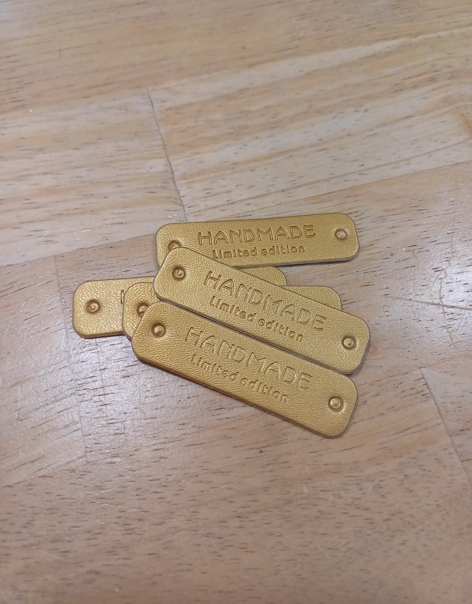 Label handmade limited edition leder zwart 5 stuks