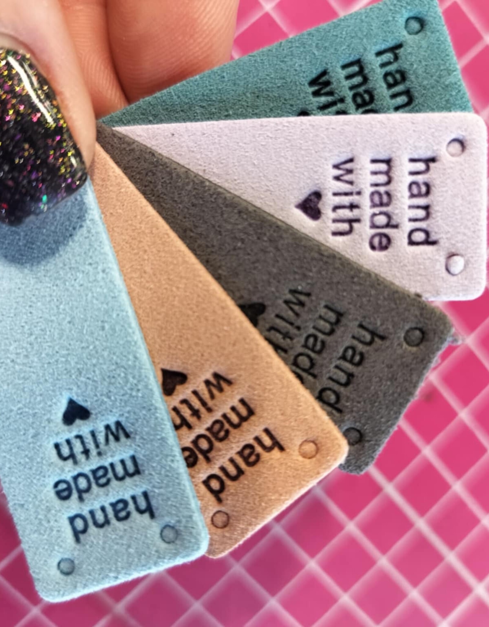 Label handmade with love leder pastel set 5 stuks