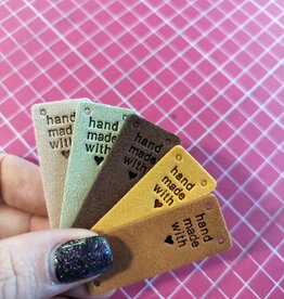 Stoffenschuur selectie Label handmade with love leder bruintinten  set 5 stuks