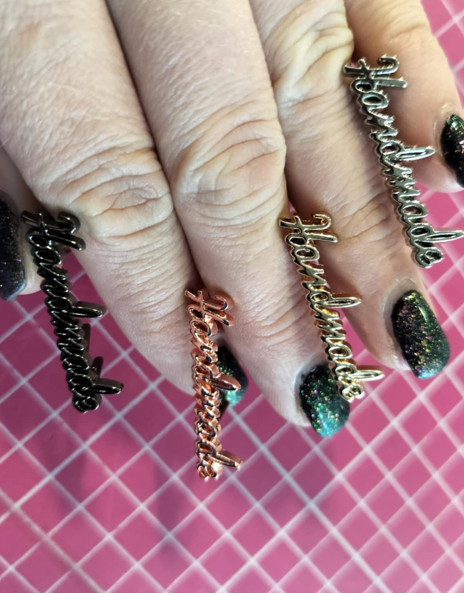 Label metaal handmade goud  per stuk