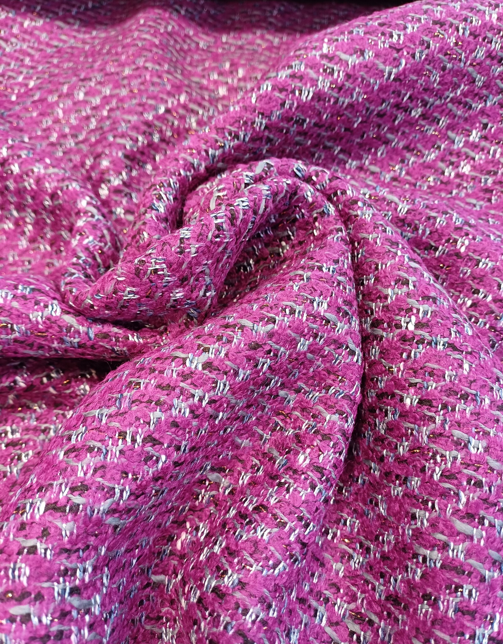 Chanel wol lurex zilver fuchsia