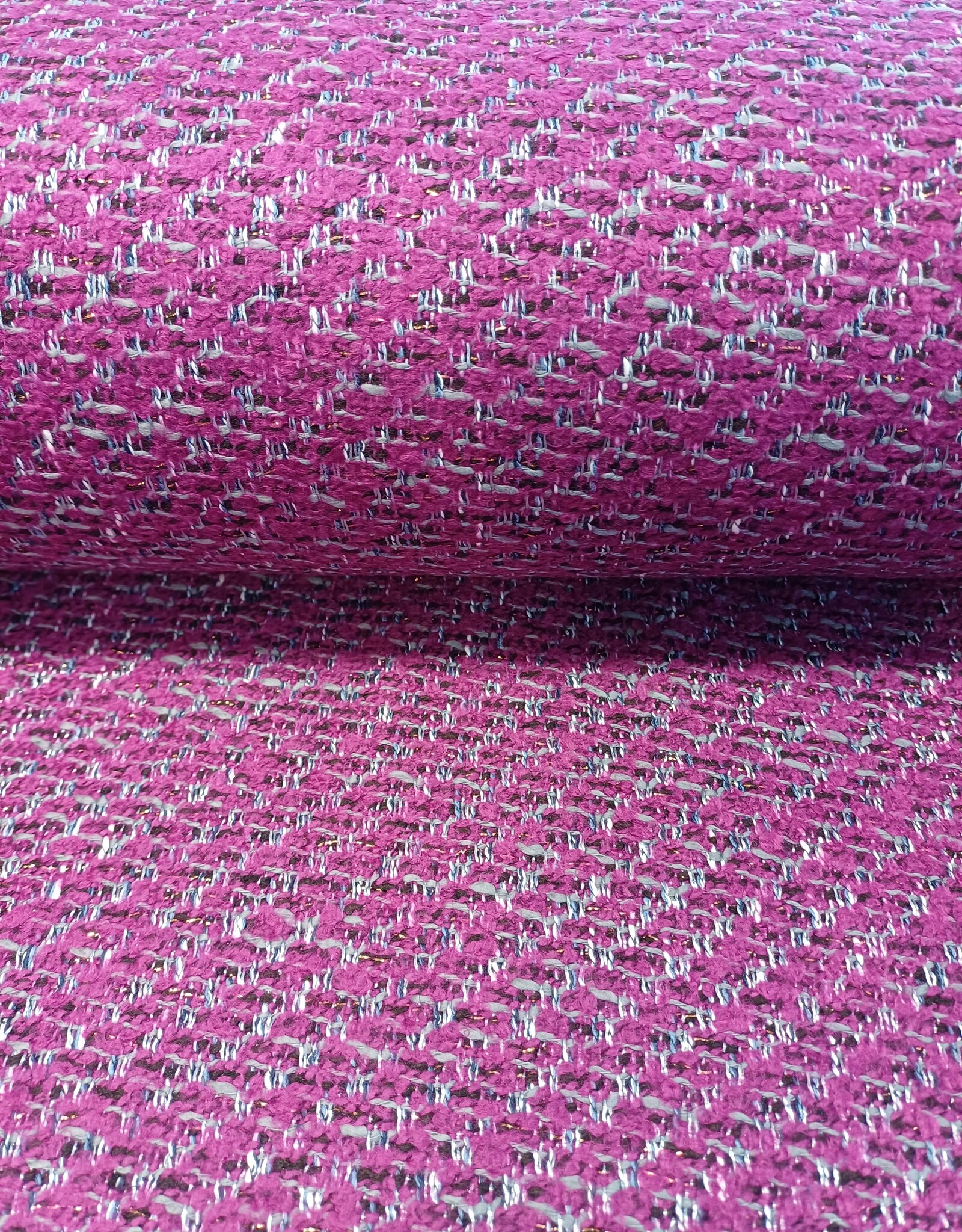 Chanel wol lurex zilver fuchsia