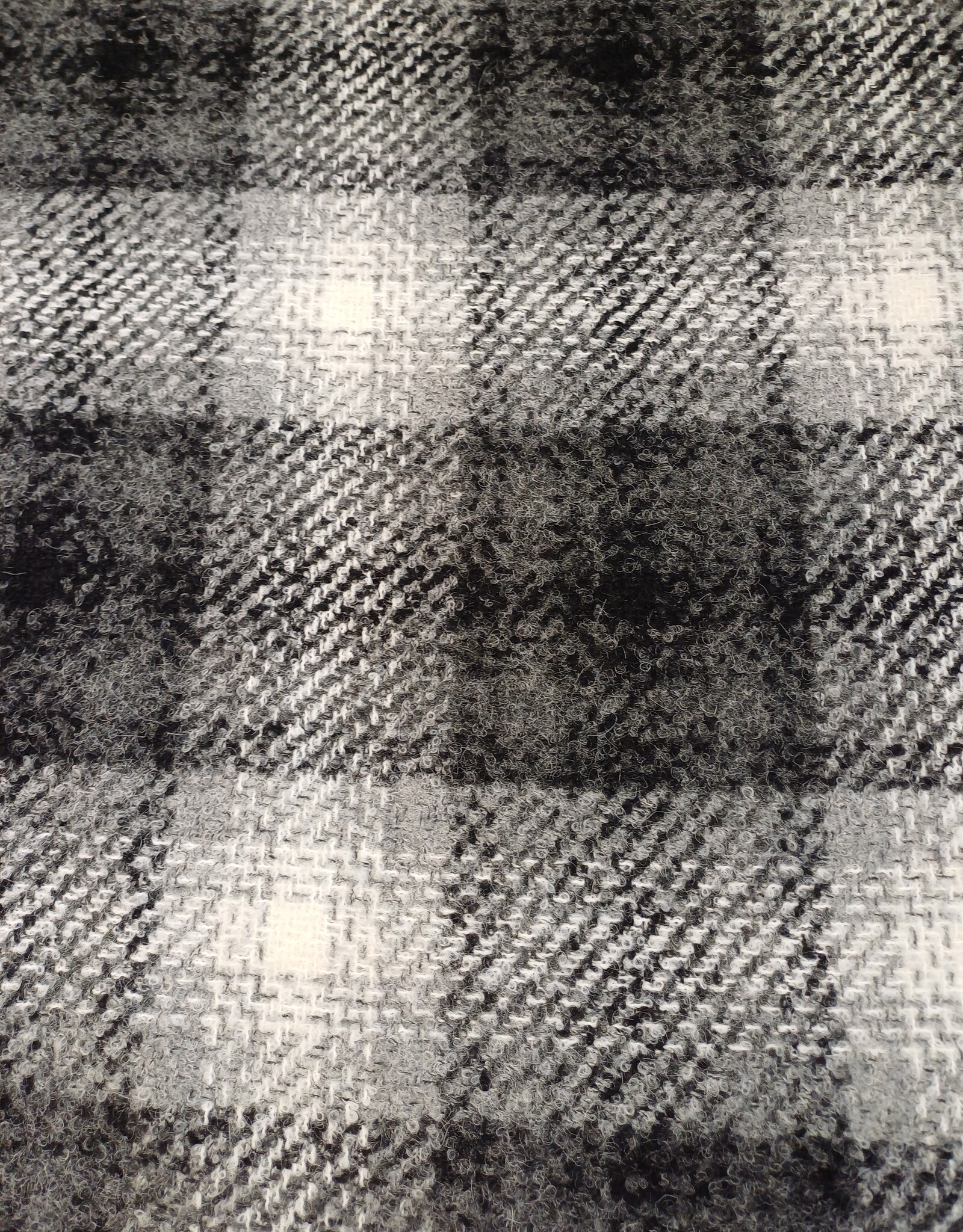 Mantelstof  Wol  Alpaca ruiten zwart grijs wit