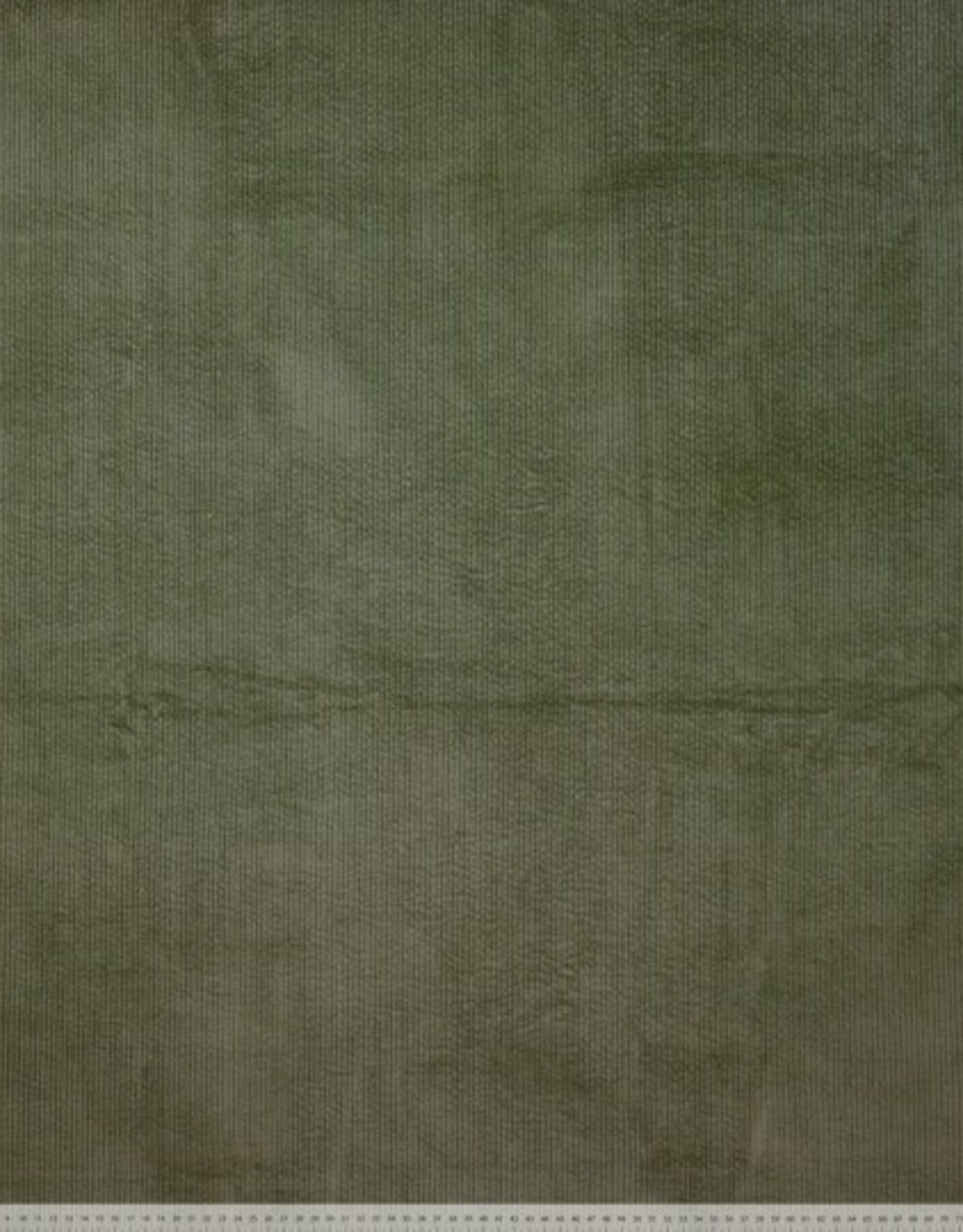 Corduruy met stretch - bubble wash olijfkleur