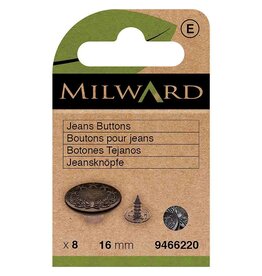 Milward Jeansknopen  zwart 16mm per 8 stuks