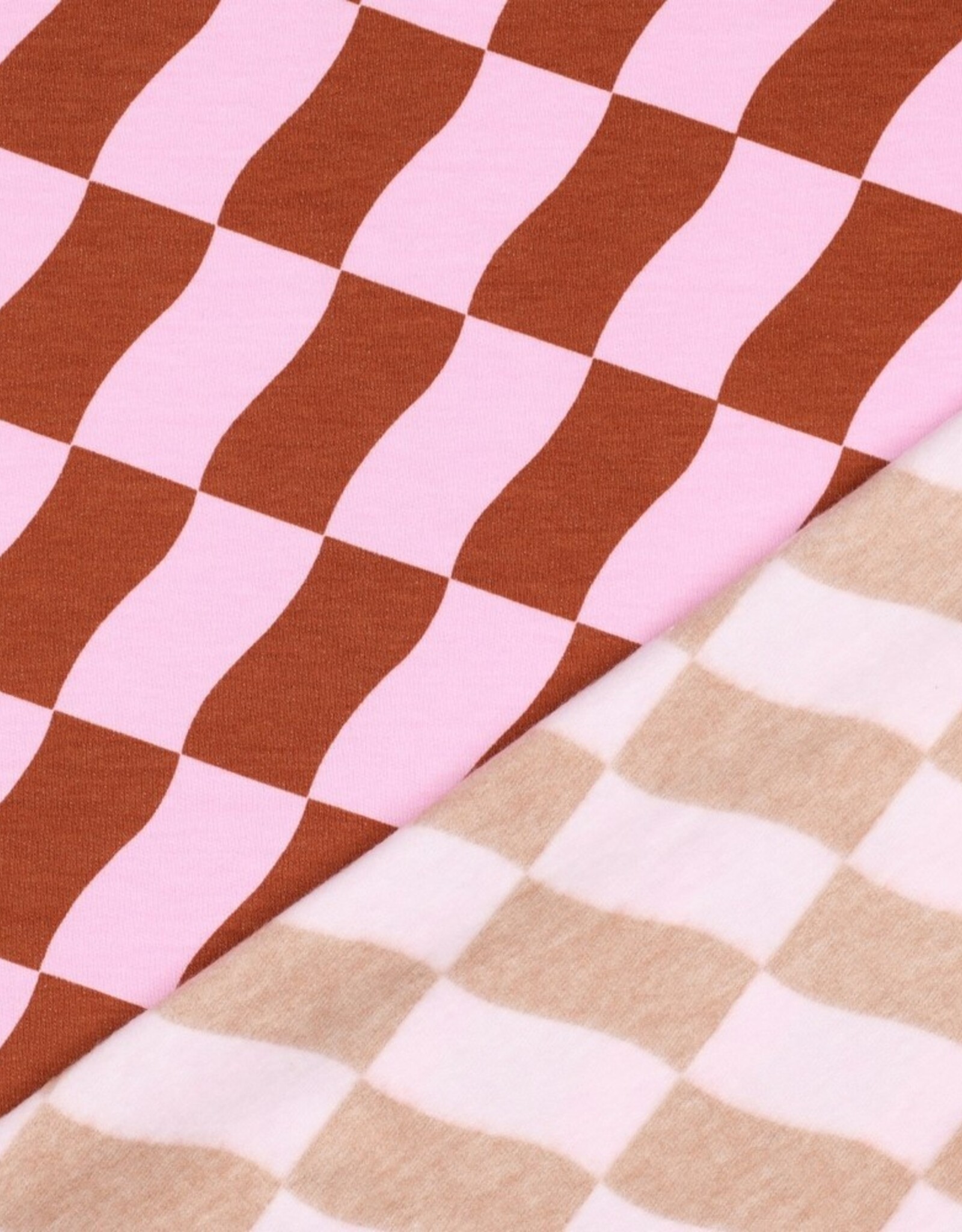 Soft sweat check roze- bruin