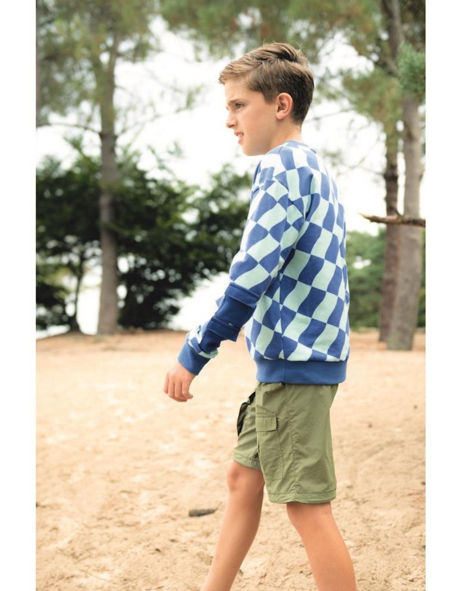 Soft sweat check blauw - mint