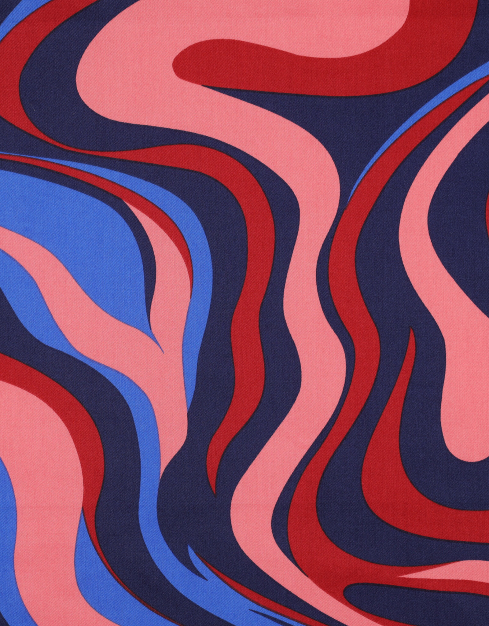Katoen satijn abstract roze, blauw swirl