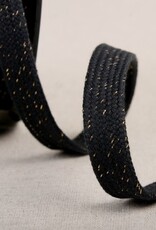 Platte veter 15mm Glitter goud col 0.14 zwart