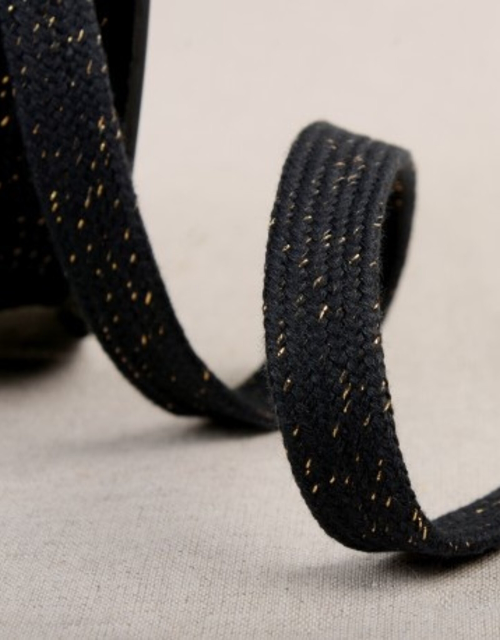 Platte veter 15mm Glitter goud col 0.14 zwart