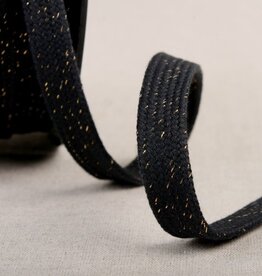Stoffenschuur selectie Platte veter 15mm Glitter goud col 0.14 zwart