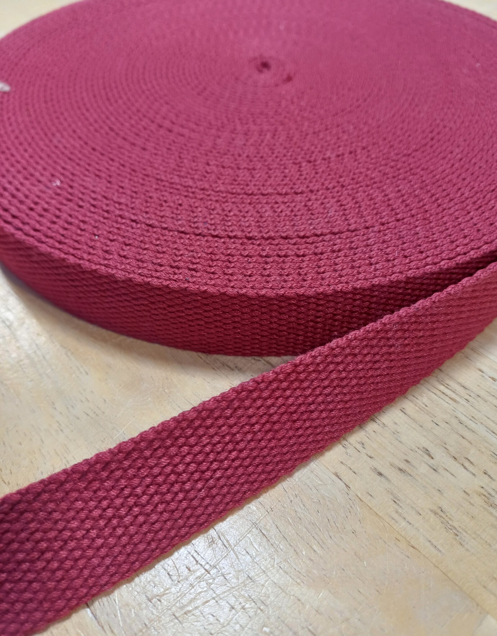 Tassenband katoen 25mm bordeau - rood