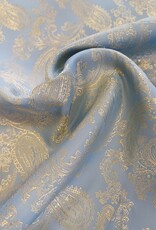 Voering bedrukt paisley sky blue, gold
