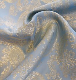 Voering bedrukt paisley sky blue, gold