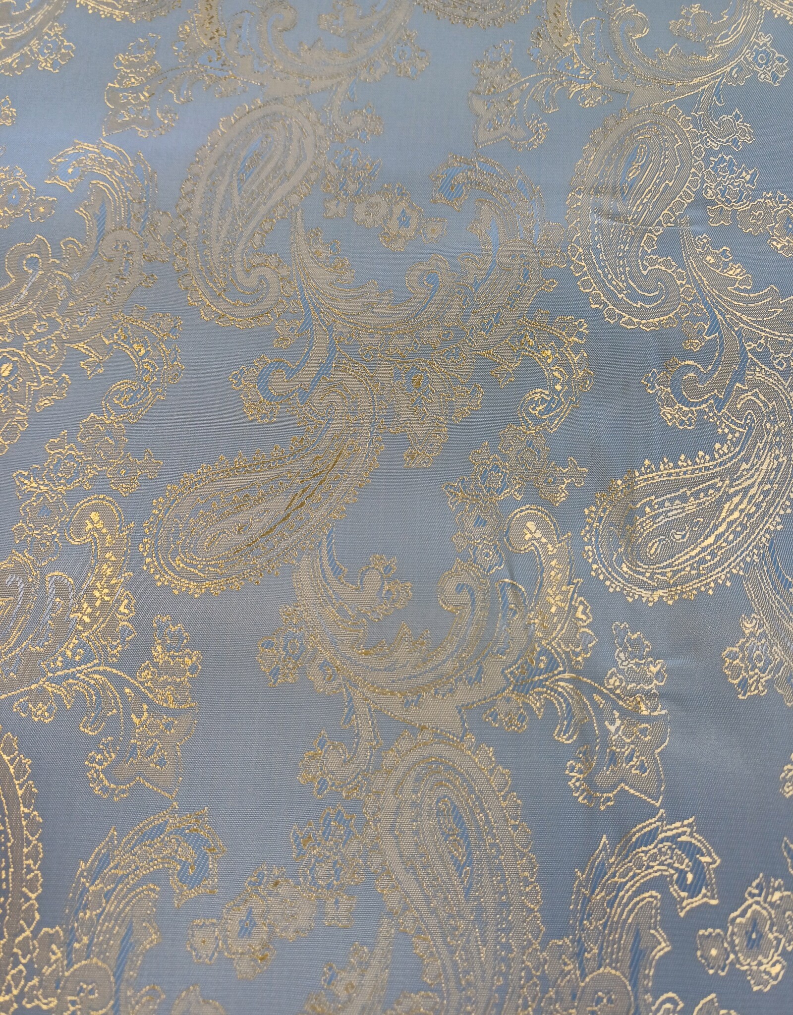 Voering bedrukt paisley sky blue, gold