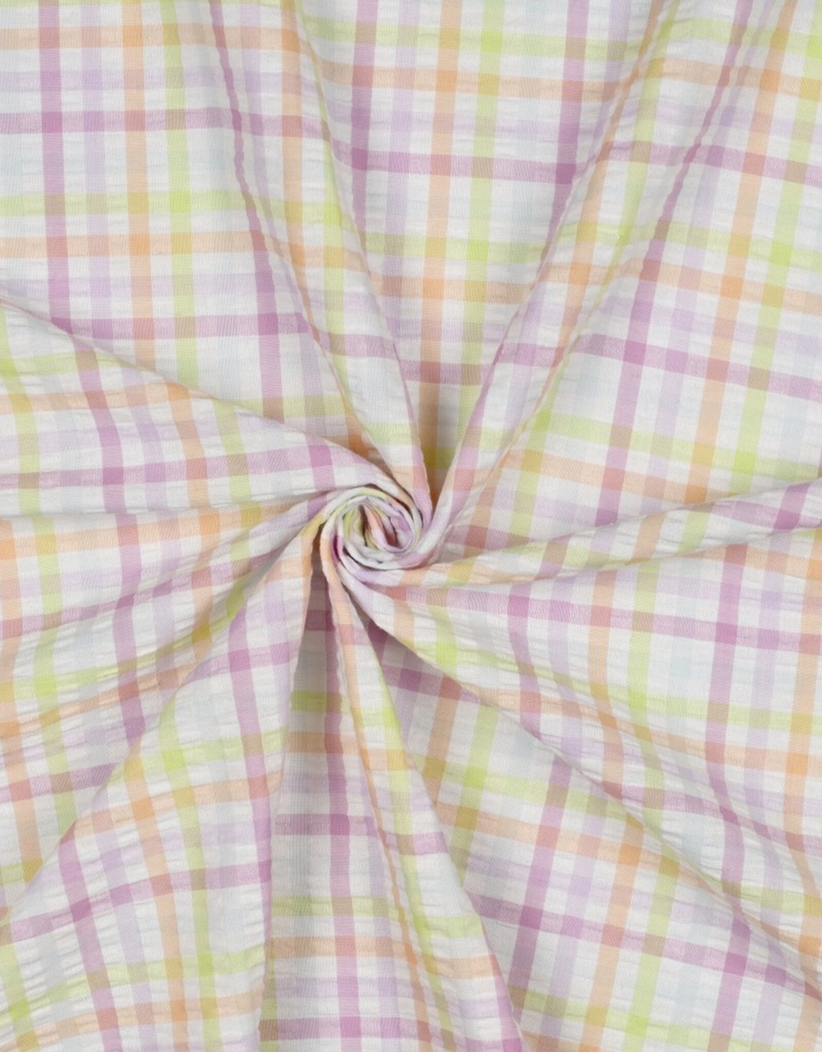 Seersucker katoen check multicolor