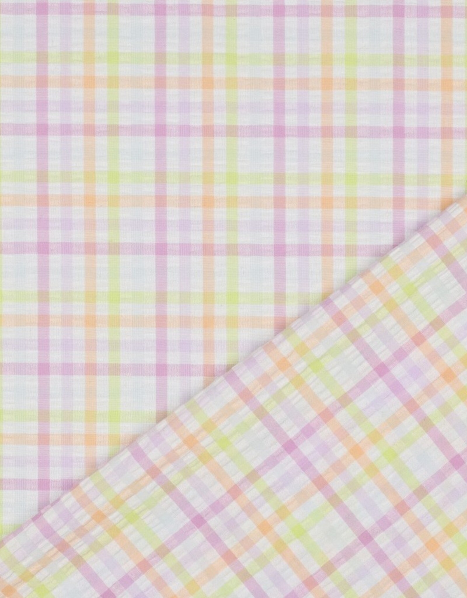 Seersucker katoen check multicolor