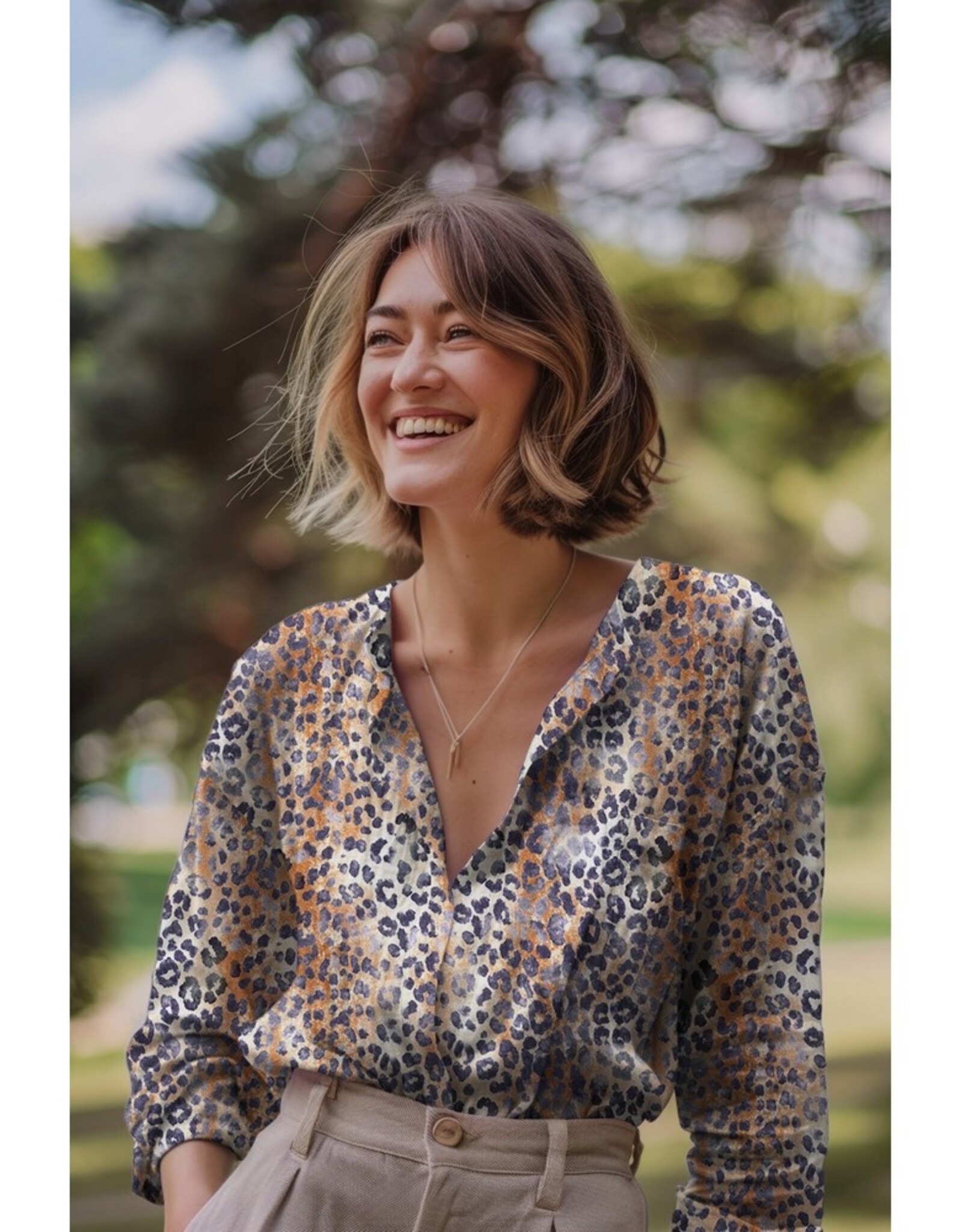 Double gauze digital leopard print