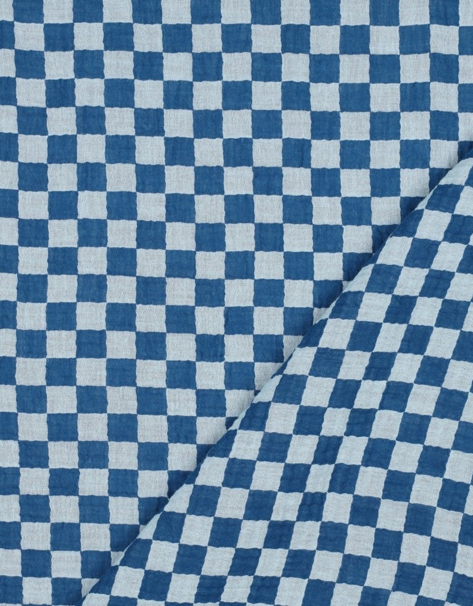 Double gauze check blauw