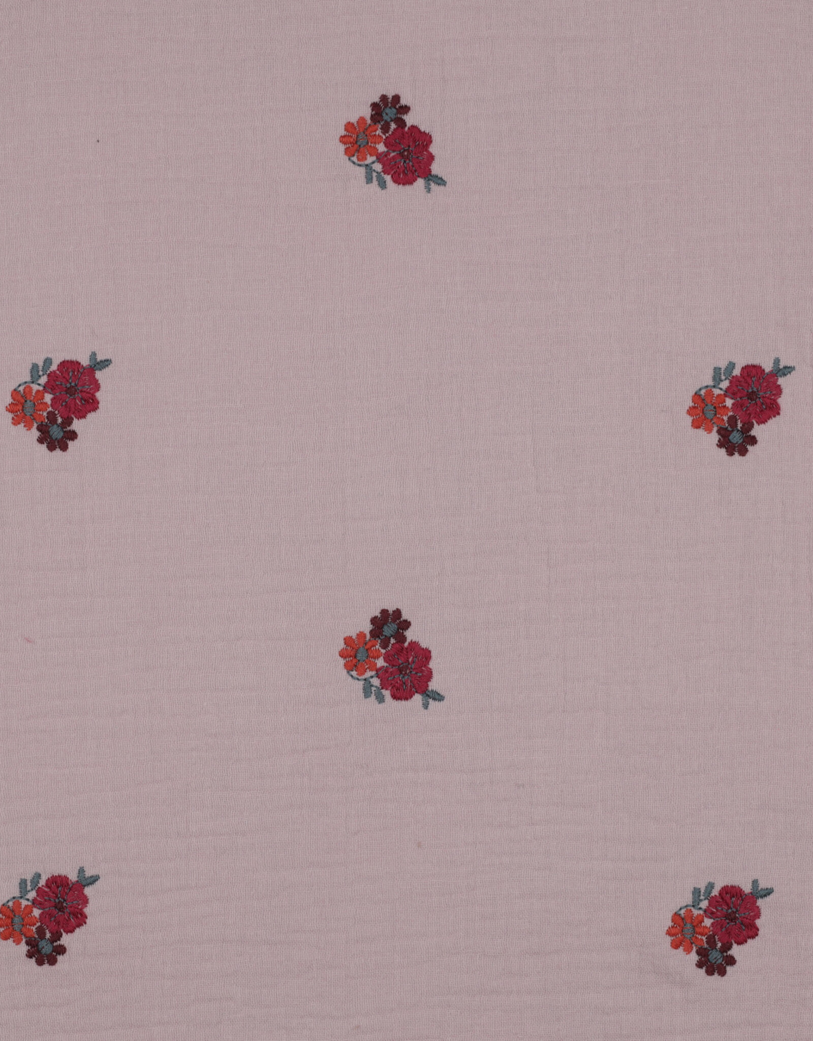 Double gauze zacht roze embroidery bloemen
