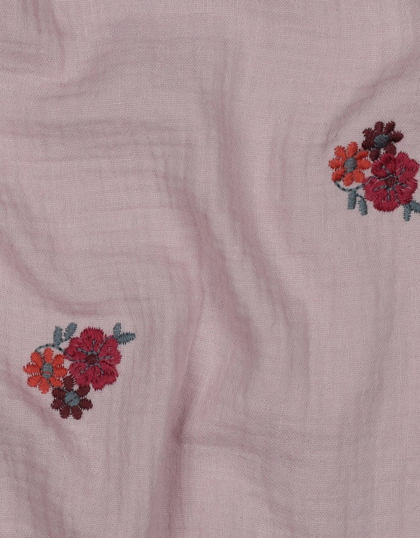 Double gauze zacht roze embroidery bloemen
