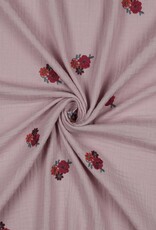 Double gauze zacht roze embroidery bloemen