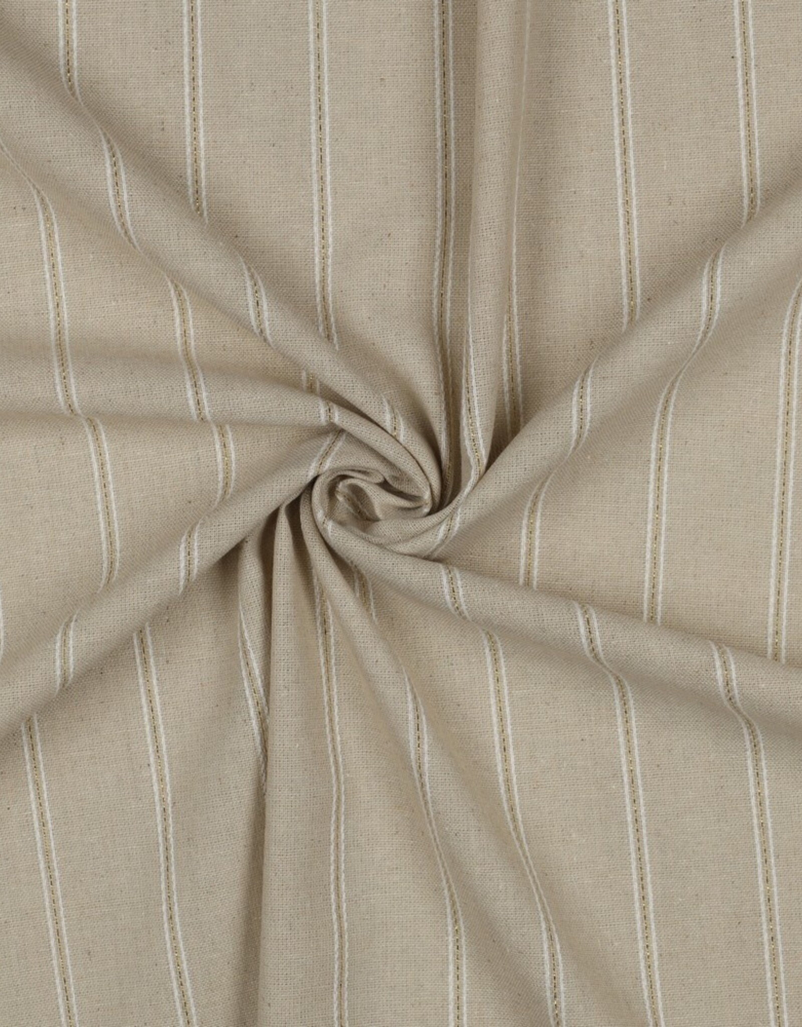 Linen viscose lurex strepen naturel