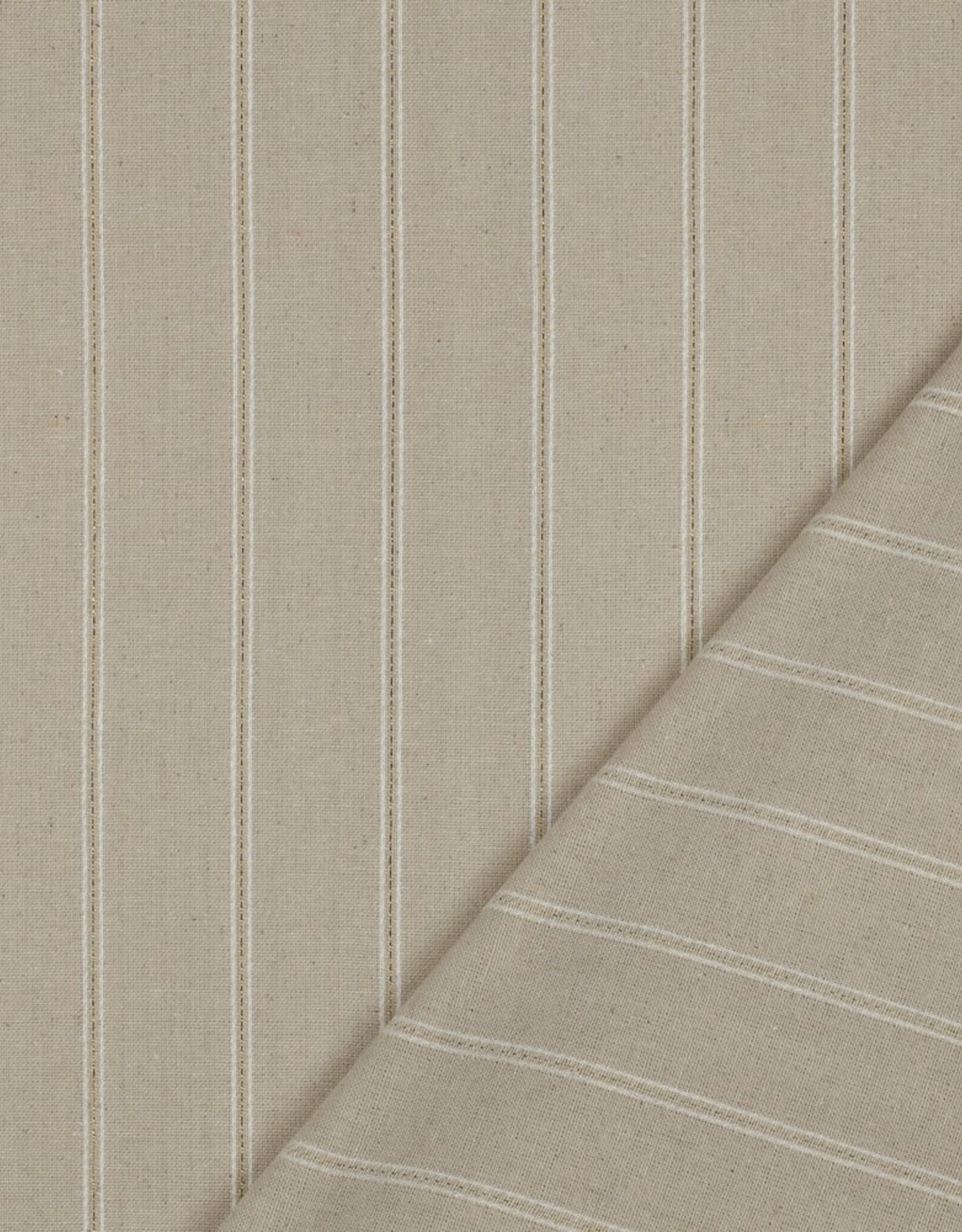 Linen viscose lurex strepen naturel